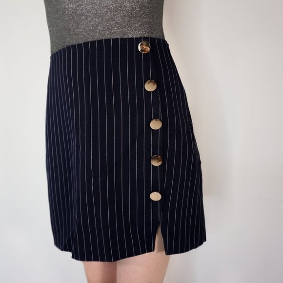 4TH & RECKLESS Georgie Navy Pinstripe Skirt NWT - Picture 6 of 6